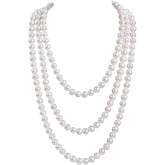 YALLNASL Faux Pearl Necklaces for Women Long Pearl Necklace Costume Jewelry - Picture 1 of 7